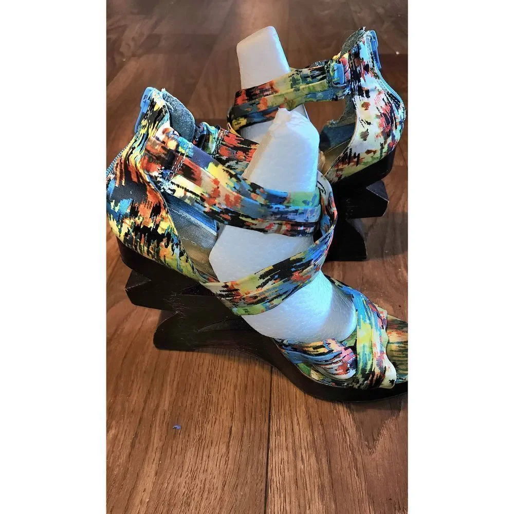 Vintage Bamboo Wedge Heels